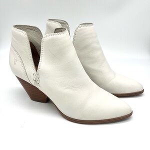 Cream White Frye Reina Cutout Booties Women’s Size 8 1/2 Leather Ankle Boots